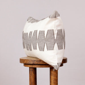 Grey & White Geometric Block Lumbar Pillow 14x22