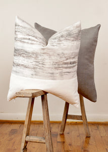Tie Dye Grey Abstract Linen with Velvet Decorative Pillow 22x22