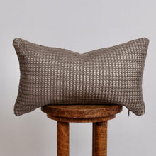 Load image into Gallery viewer, Grey Basketweave on Poly-Silk Lumbar Pillow 12x20
