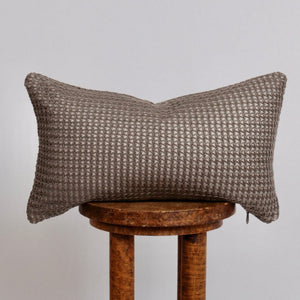 Grey Basketweave on Poly-Silk Lumbar Pillow 12x20