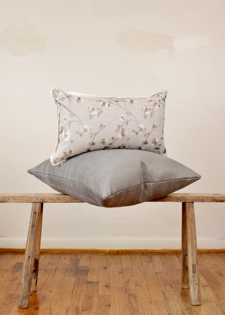Silver Silk Decorative Pillow 22x22