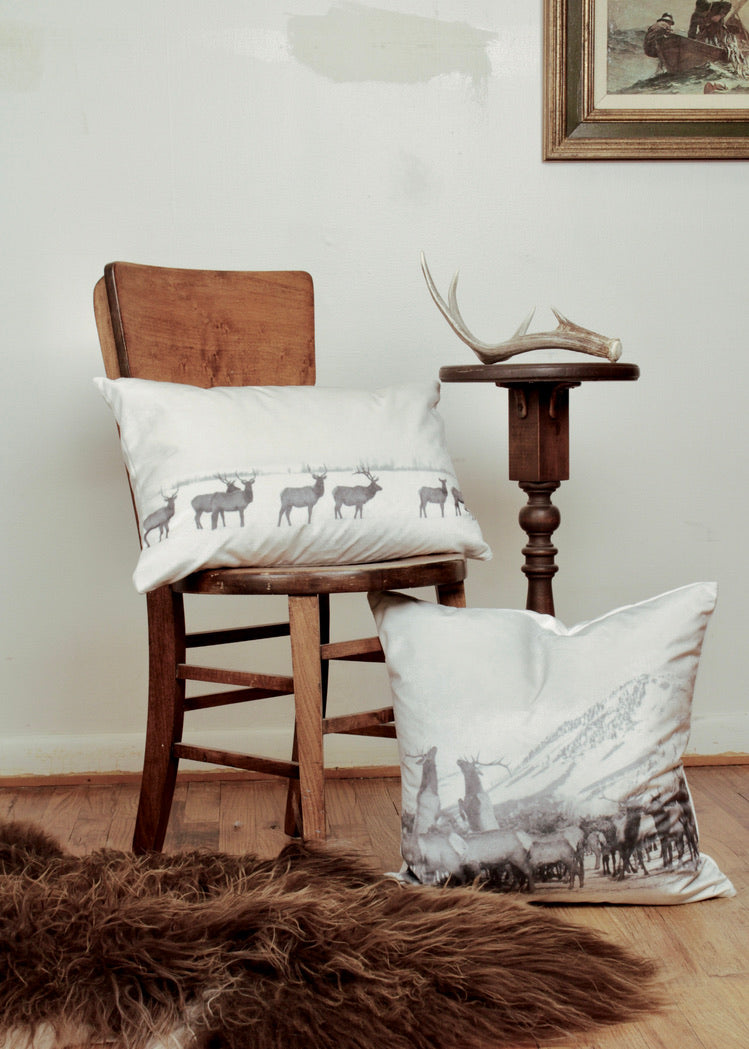 "The March" Elk Velvet Lumbar Pillow 14x22