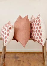 Load image into Gallery viewer, Red &amp; Cream Woven Botanical Leaf Lumbar Pillow 14x22
