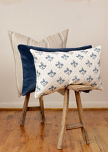 Load image into Gallery viewer, White &amp; Blue French Floral Lumbar Pillow 14x22
