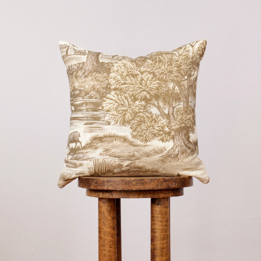 Landscape Scene Printed on Linen Pillow 16x16