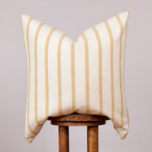 Cream & Yellow Linen Stripe Decorative Pillow 24x24