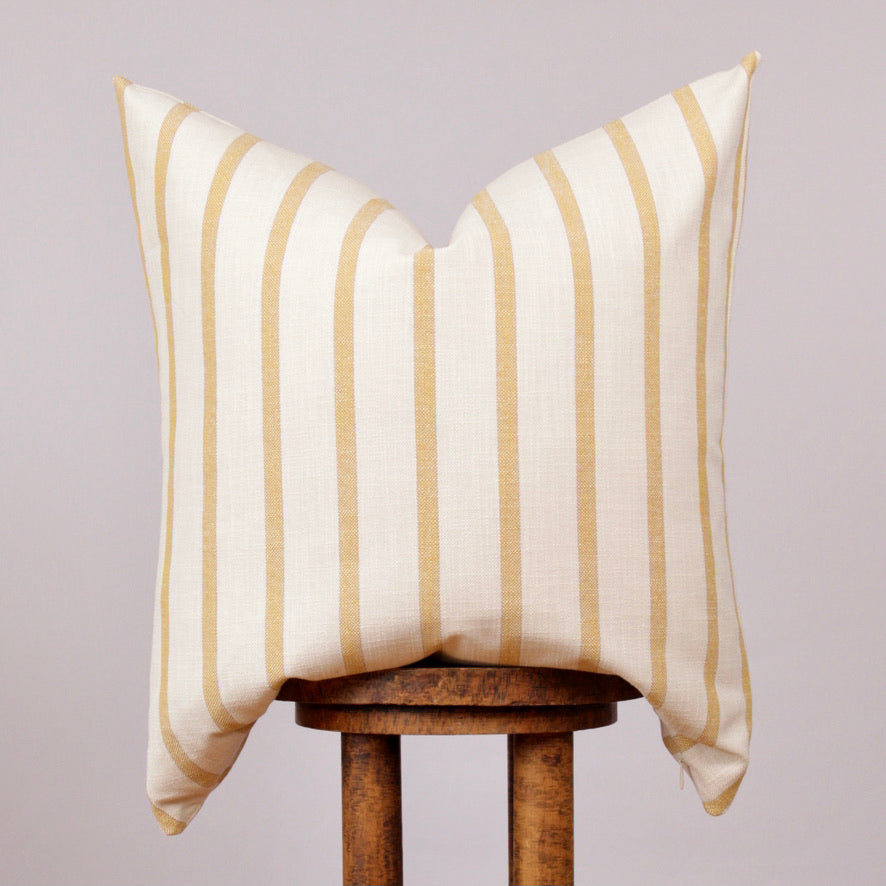 Cream & Yellow Linen Stripe Decorative Pillow 24x24