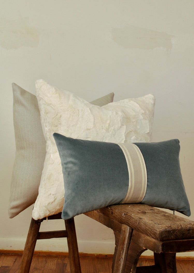 Peacock Teal Velvet with Decorative Trim Accent Pillow 12x20
