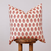 Load image into Gallery viewer, Red &amp; Cream Woven Botanical Leaf Decorative Pillow 20x20
