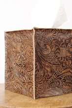 Load image into Gallery viewer, Embossed Brown Leather Single Tissue Box Cover
