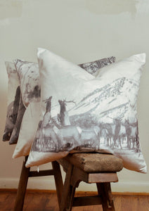 "Dueling Elk" Velvet Decorative Pillow 20x20
