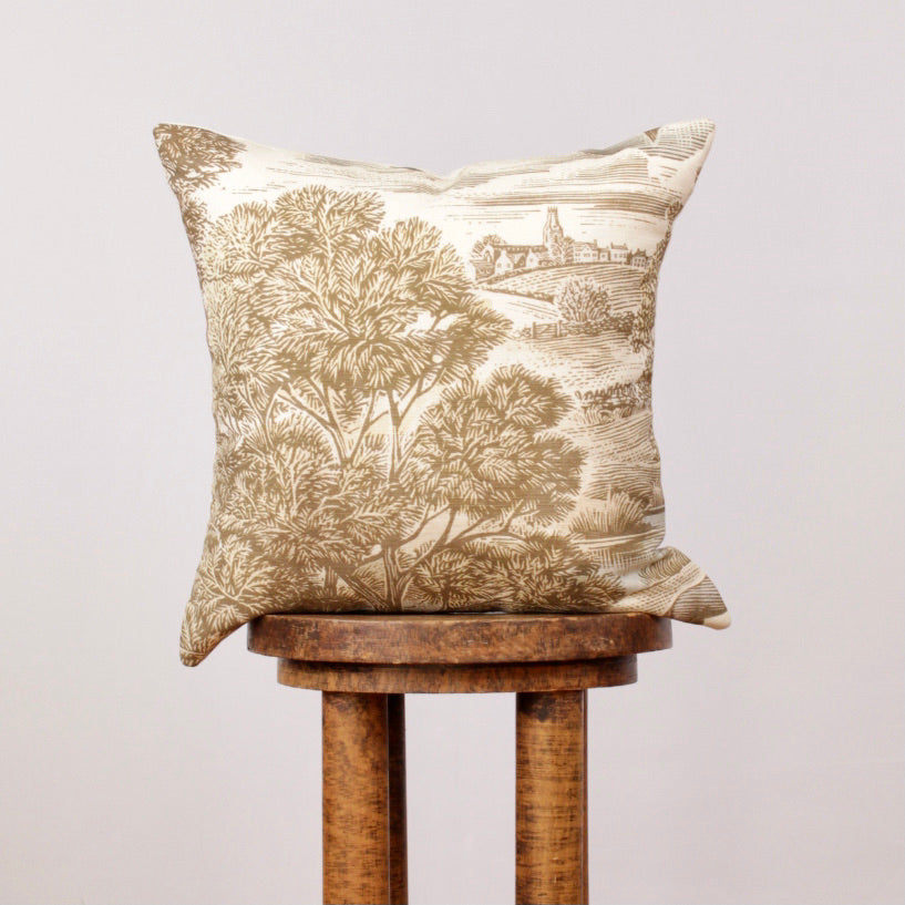 Landscape Scene Printed on Linen Pillow 16x16