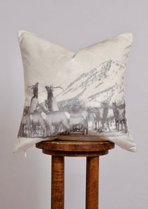 "Dueling Elk" Velvet Decorative Pillow 20x20