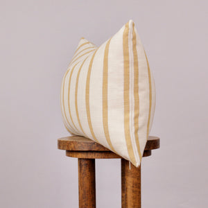 Cream & Yellow Linen Stripe Lumbar Pillow 16x24