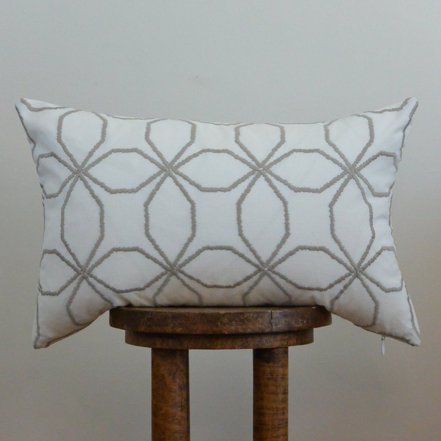 White Decorative Lumbar Pillow with Circles 14x22