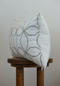 White Decorative Lumbar Pillow with Circles 14x22