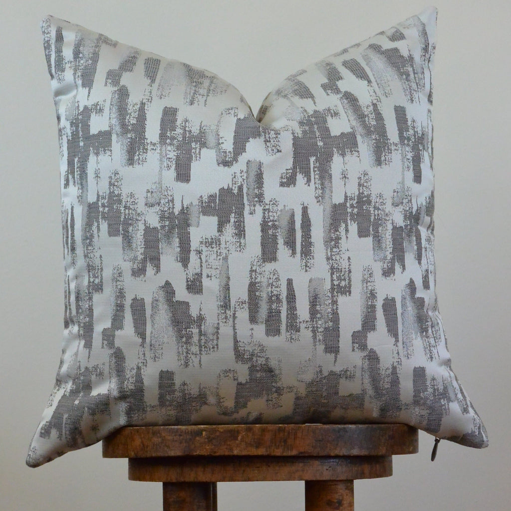 Grey Brush Strokes Decorative Pillow 18x18