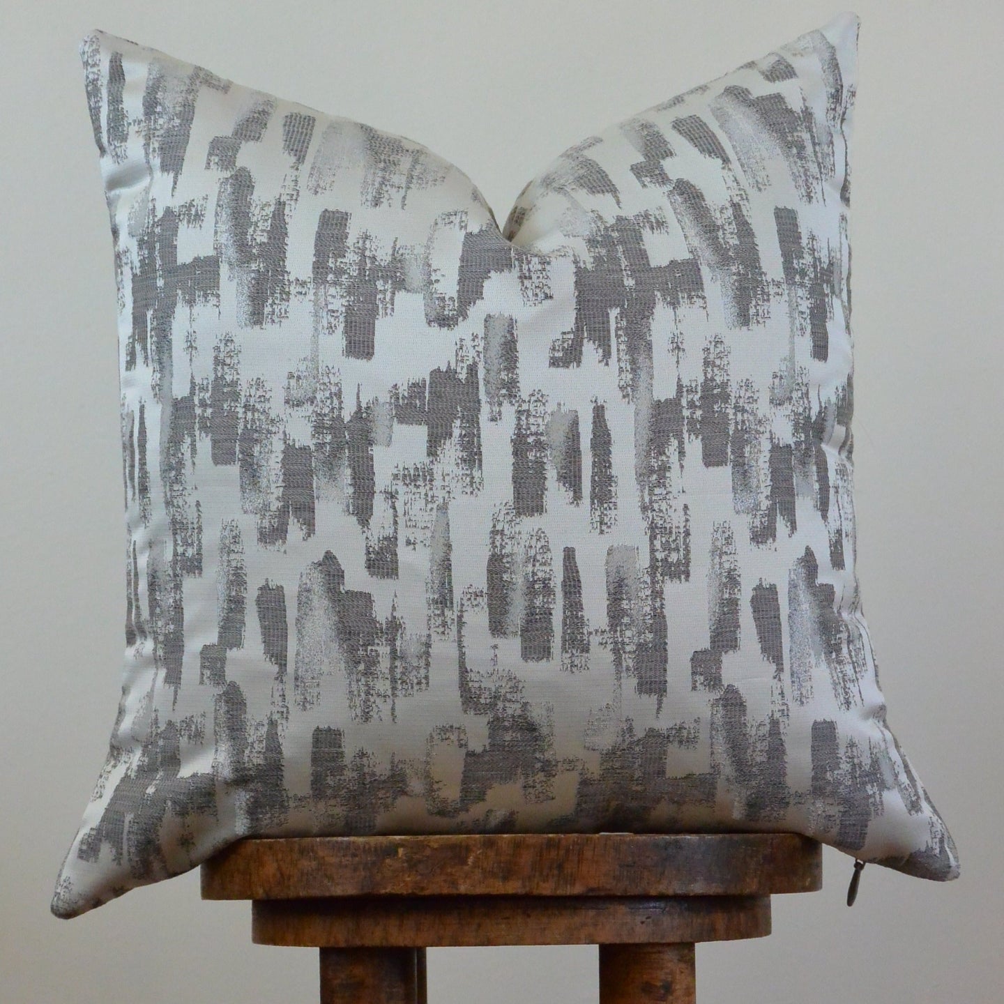 Grey Brush Strokes Decorative Pillow 18x18