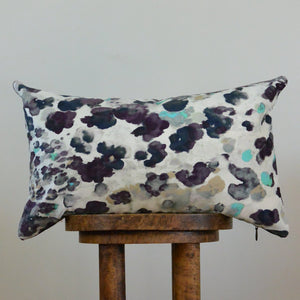 Velvet Purple Watercolor Splashes Decorative Pillow 14x20
