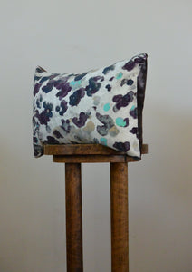 Velvet Purple Watercolor Splashes Decorative Pillow 14x20