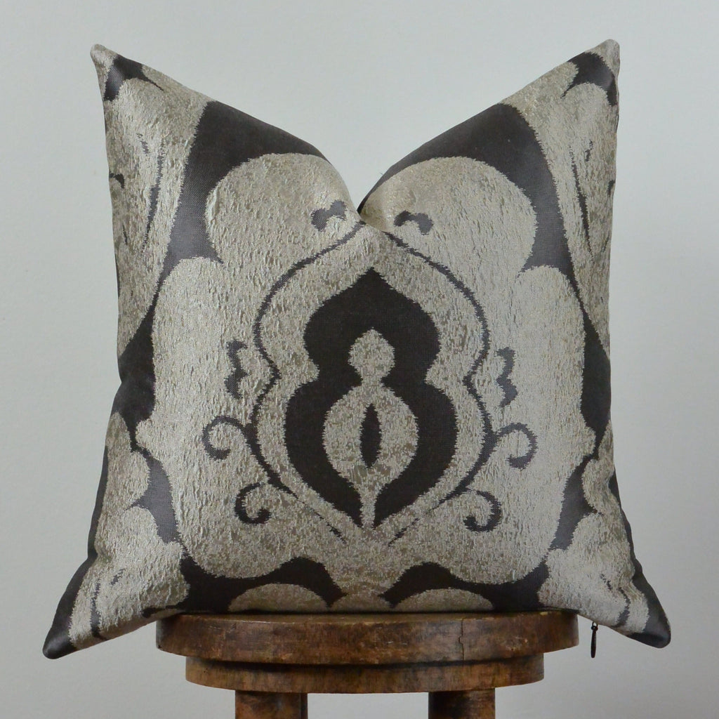 Silver Medallion Decorative Pillow 18x18