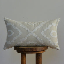 Load image into Gallery viewer, White Aztec Diamonds Decorative Lumbar Pillow 12x20
