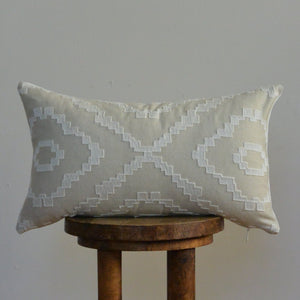 White Aztec Diamonds Decorative Lumbar Pillow 12x20