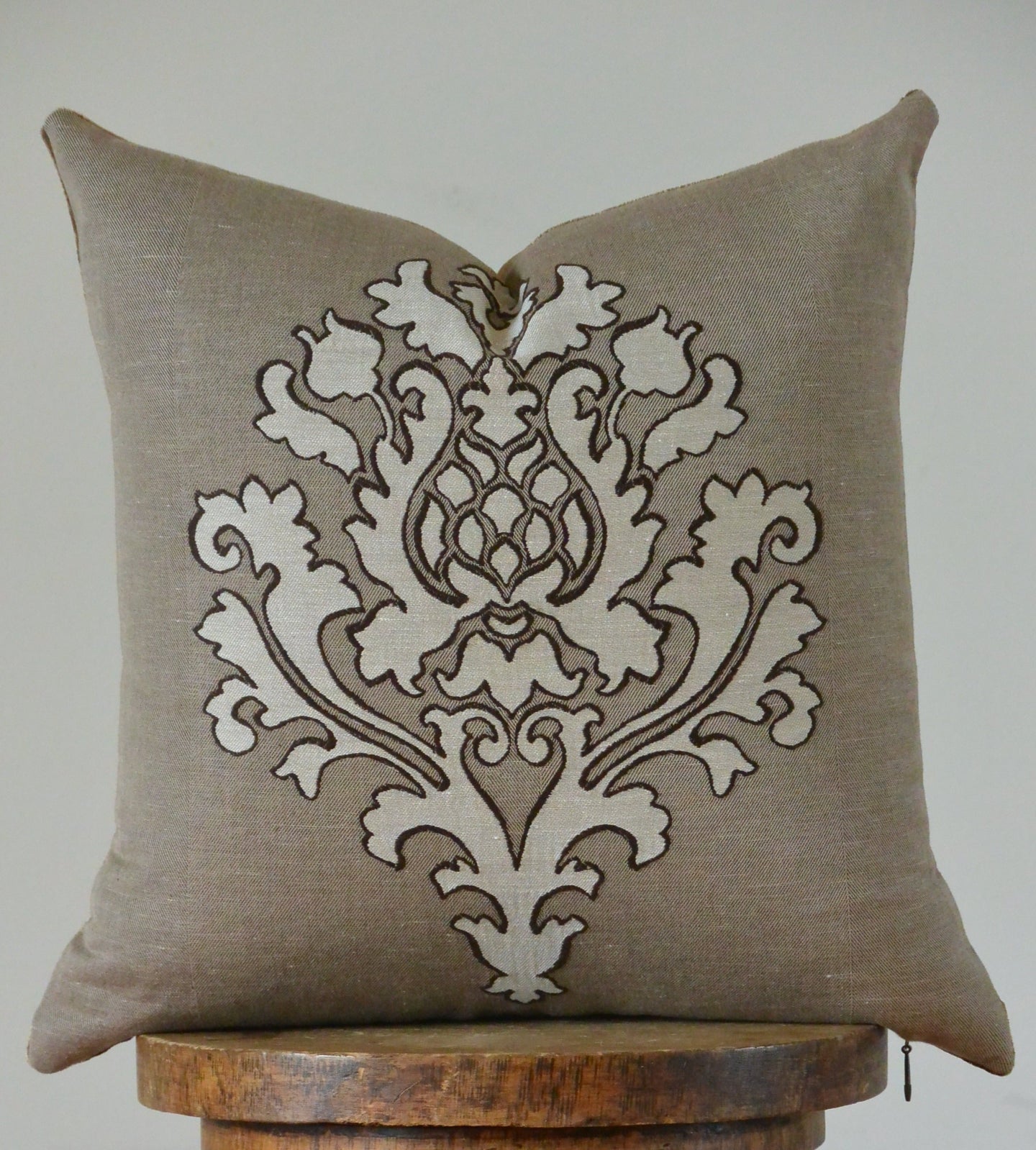 Romantic Motif with Brown Velvet Decorative Pillow 16x16