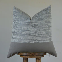 Load image into Gallery viewer, Grey Woven Pattern with Suede Decorative Pillow 22x22
