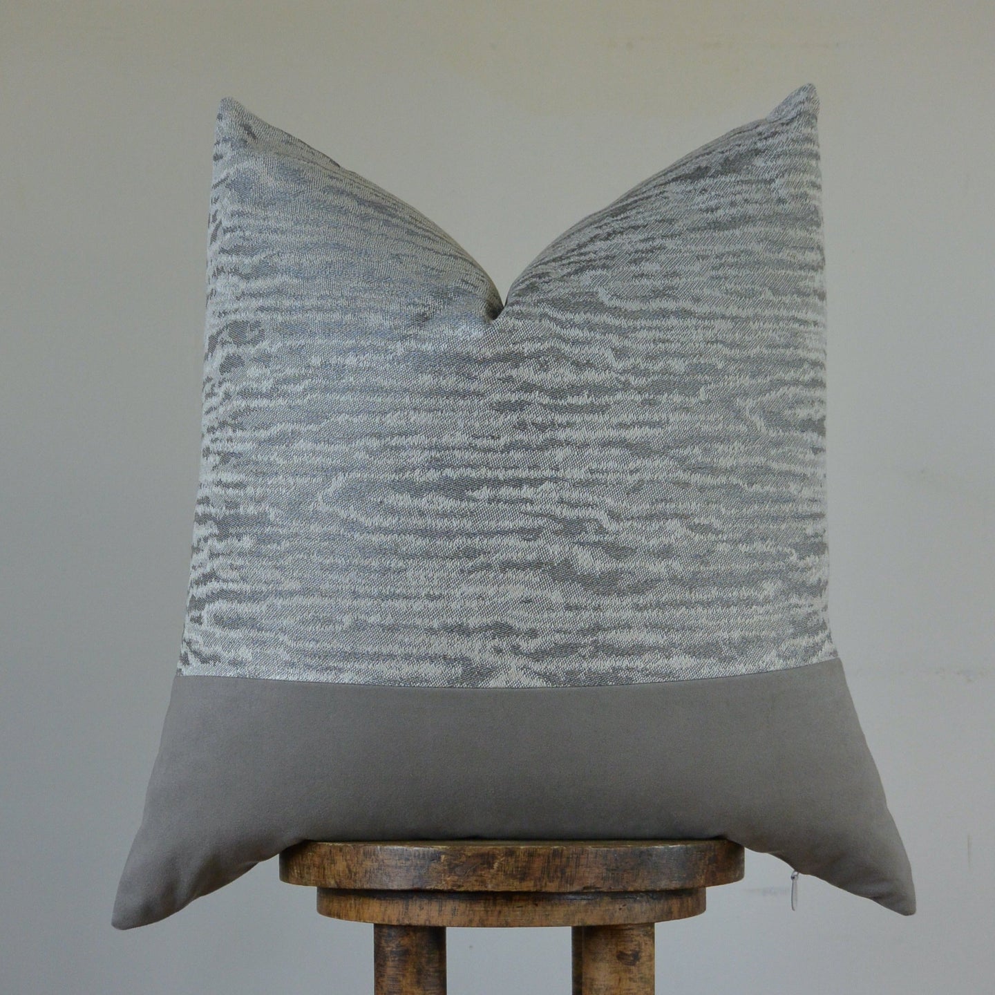 Grey Woven Pattern with Suede Decorative Pillow 22x22