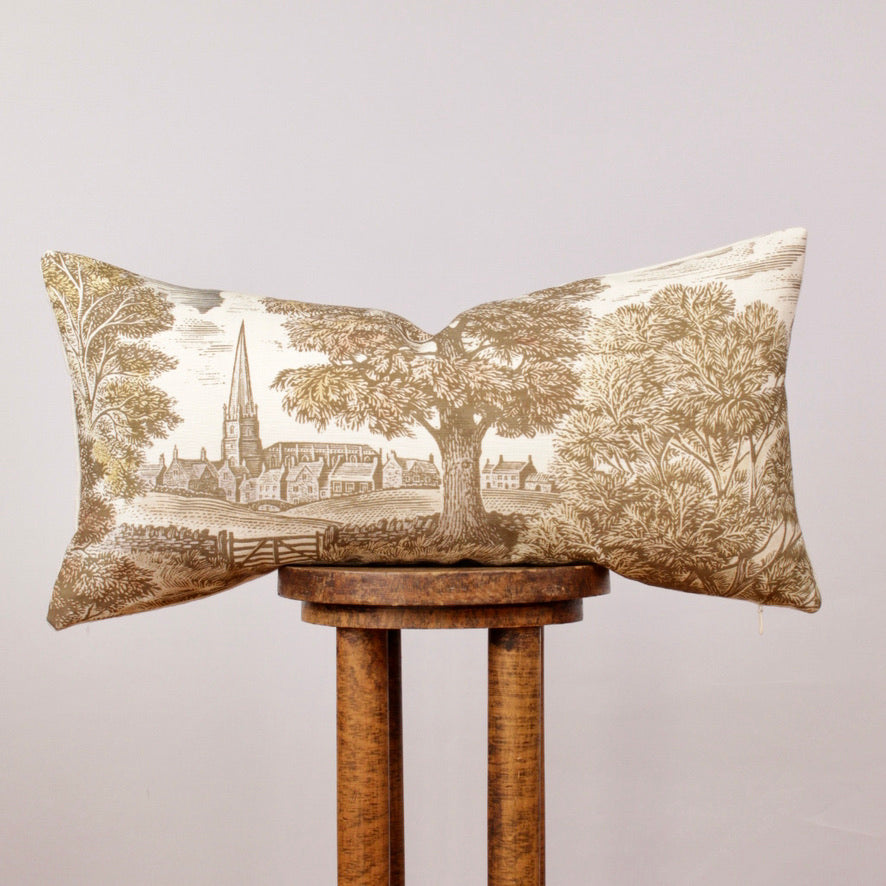 Landscape Scene Printed on Linen Lumbar Pillow 14x28