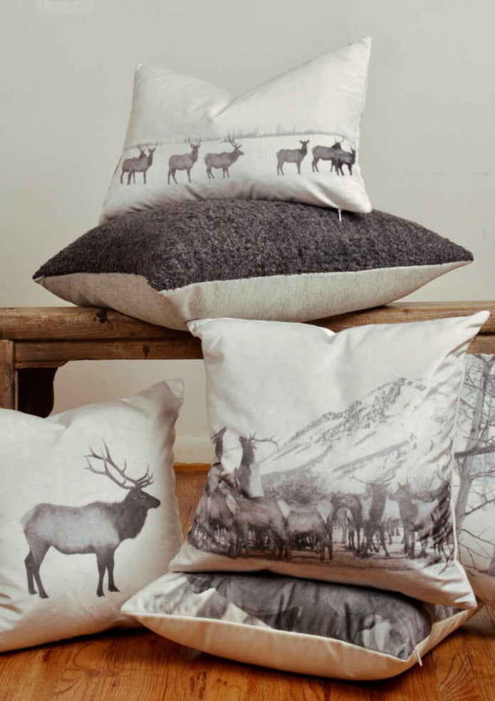 "The March" Elk Velvet Lumbar Pillow 14x22