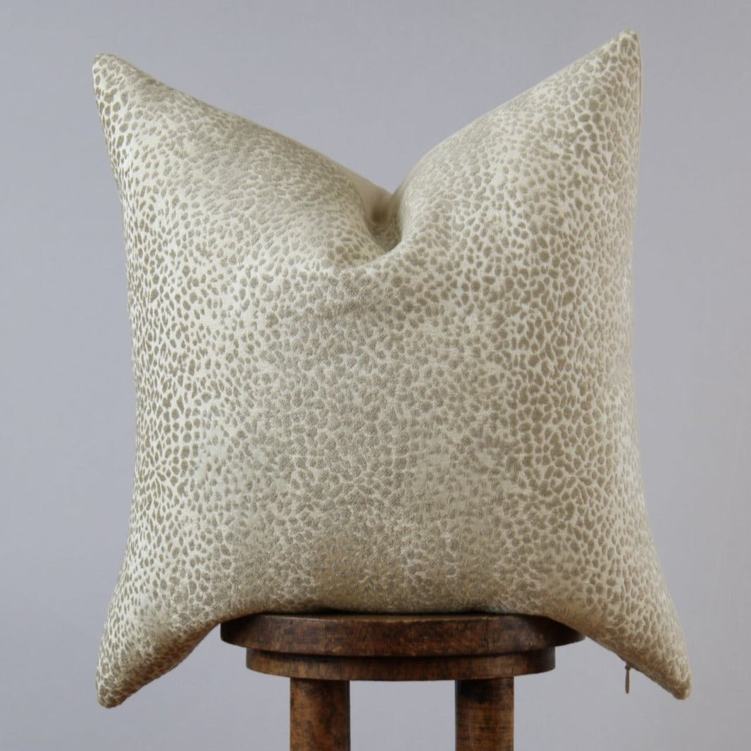 Cream Cheetah Chenille Decorative Pillow 22x22