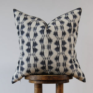 Woven Navy Heartbeat Pattern Decorative Pillow 20x20