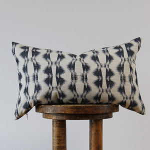 Woven Navy Heartbeat Pattern Lumbar Pillow 12x20