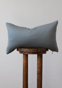 Wool Plaid with Grey, White & Blue Lumbar Pillow 12x20