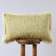 Load image into Gallery viewer, Green &amp; White Chenille with Boucle Flange Lumbar Pillow 14x22
