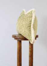 Load image into Gallery viewer, Green &amp; White Chenille with Boucle Flange Lumbar Pillow 14x22
