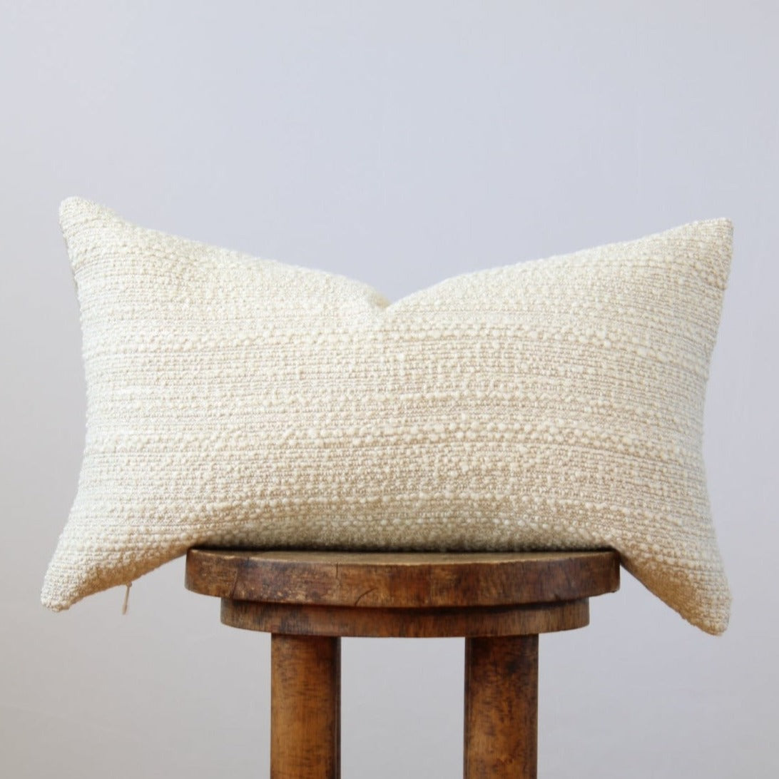 Woven Boucle and Wool Pillow 12x20