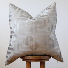 Load image into Gallery viewer, Embroidered Greek Key Pillow 24x24
