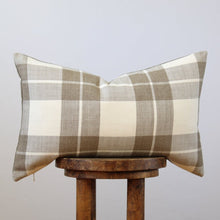 Load image into Gallery viewer, Brown/Grey Vintage Army with Plaid Lumbar Pillow 14x22
