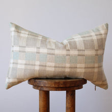 Load image into Gallery viewer, Blue &amp; Beige Block Plaid Pattern Pillow 14x22
