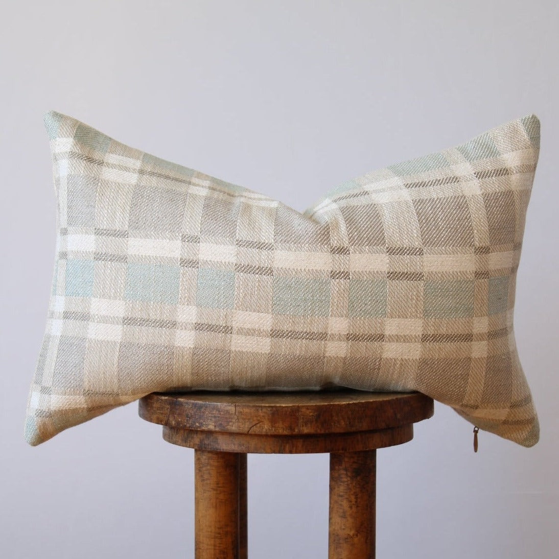 Blue & Beige Block Plaid Pattern Pillow 14x22