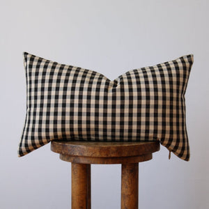 Buffalo Check and Golden Linen Lumbar Pillow 12x20