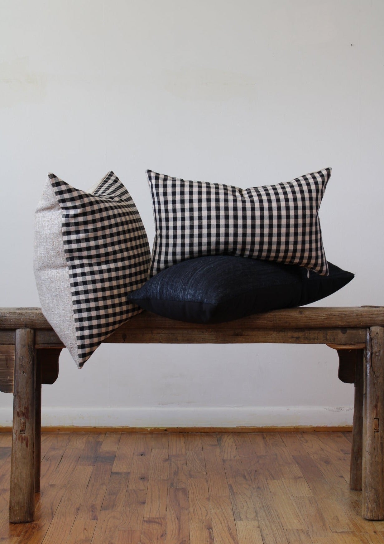 Buffalo Check and Golden Linen Lumbar Pillow 12x20