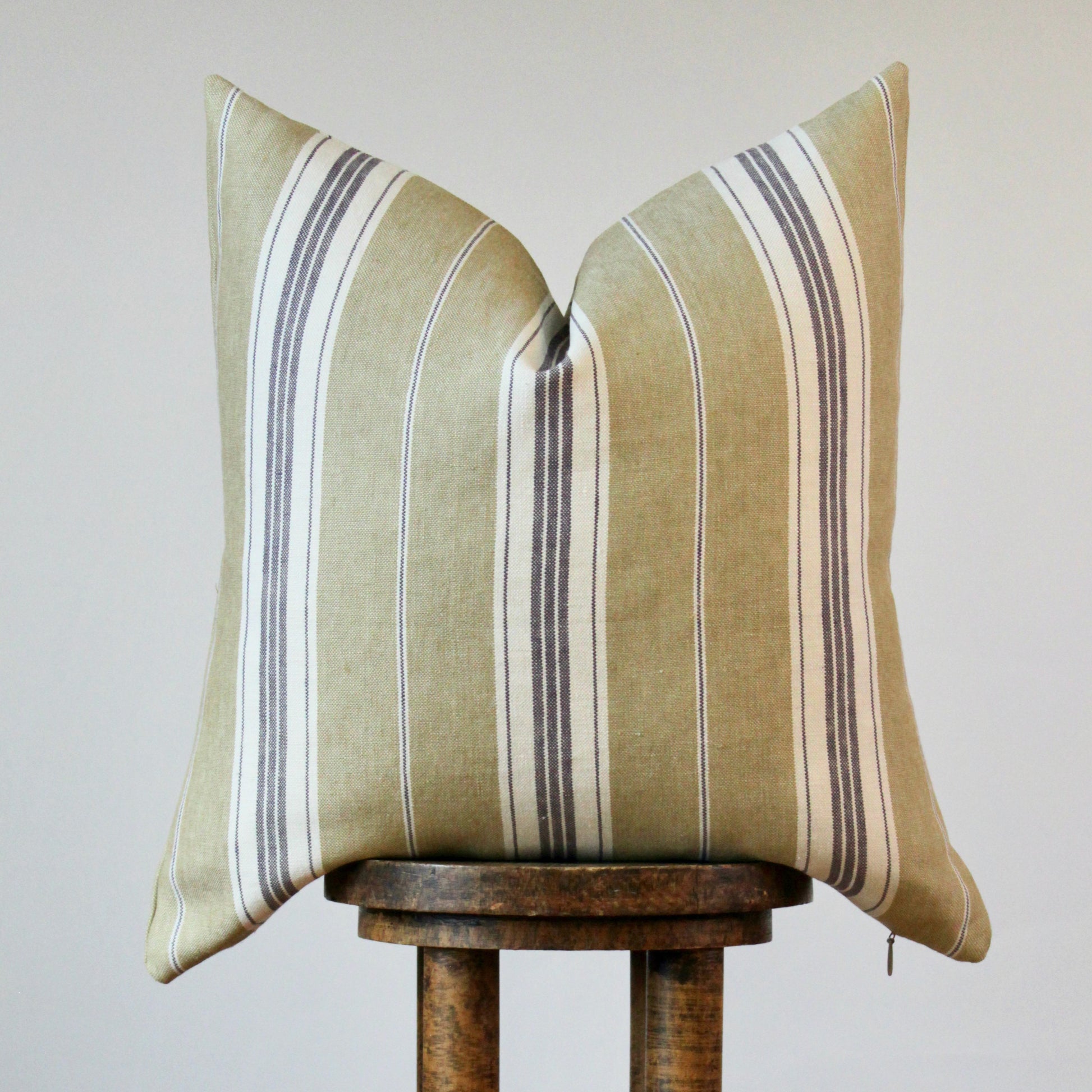 Sunflower with Cream and Violet Woven Stripe Pillow 22x22