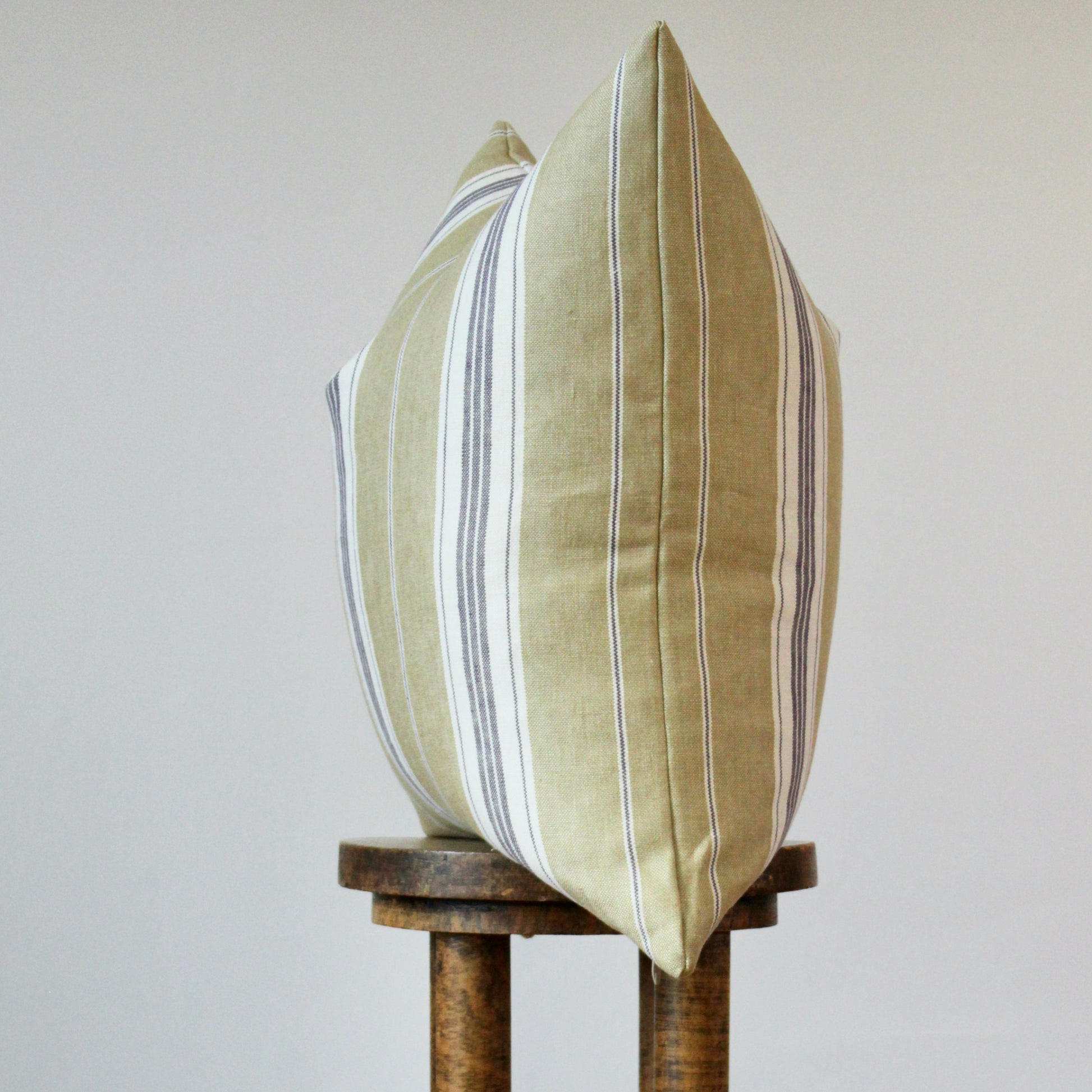 Sunflower with Cream and Violet Woven Stripe Pillow 22x22