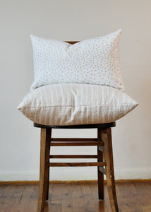 Embroidered Stitch Dot on White Lumbar Pillow 12x20