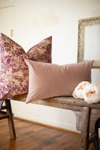 Load image into Gallery viewer, Cream &amp; Plum Abstract Floral Velvet Decorative Pillow 24x24
